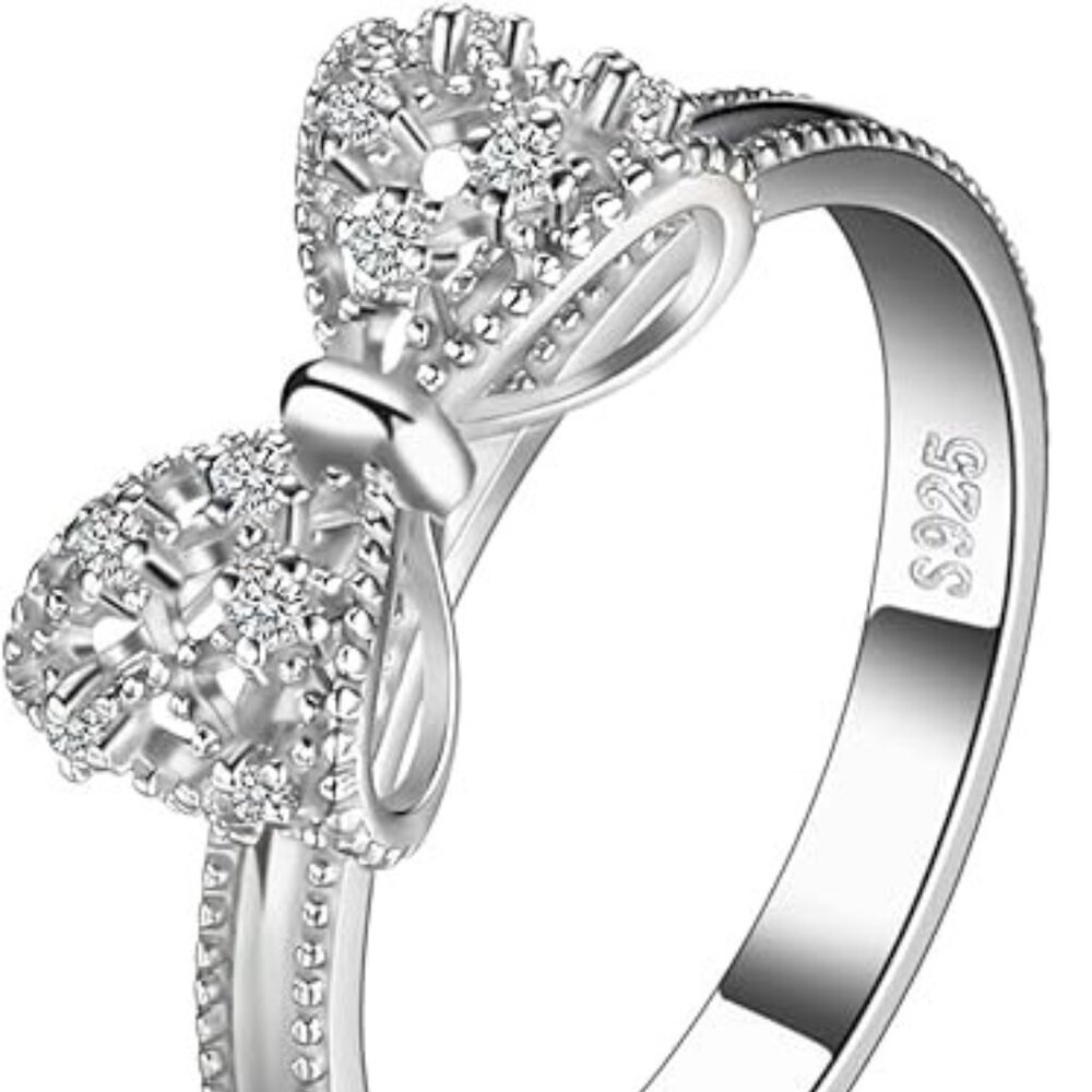 14k White Yellow Rose Gold Plated 925 Sterling Silver Cubic Zirconia Ring